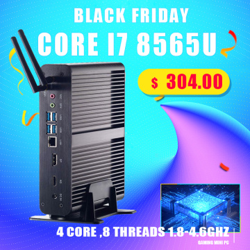 Topton Nuc Fanless Gaming PC Intel Core i7 8565U 8550U Whiskey Lake 4 Core 8 Threads 2*DDR4 M.2 PCIe Computer DP HDMI HTPC Wifi