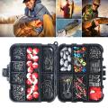 264pcs Fishing Accessories Kit Set with Fishing Tackle Box Including Fishing Sinker Weights Fishing Swivels Snaps jig Hook