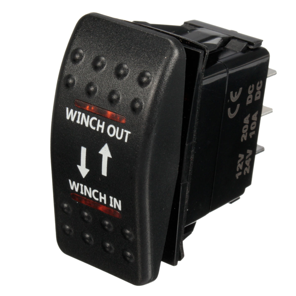 7 Pins 12V 20A Winch In Winch Out Rocker Switch Car Boat LED Winch In Winch Out Switch Button Dual Light ON-OFF-ON Universal