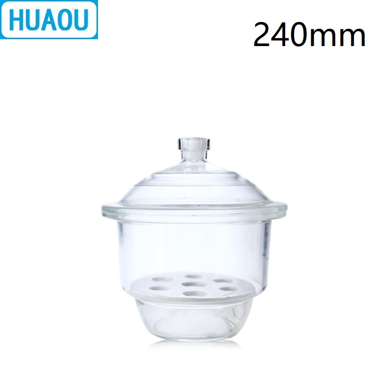 HUAOU 240mm Desiccator with Porcelain Plate Clear Glass Laboratory Drying Equipment