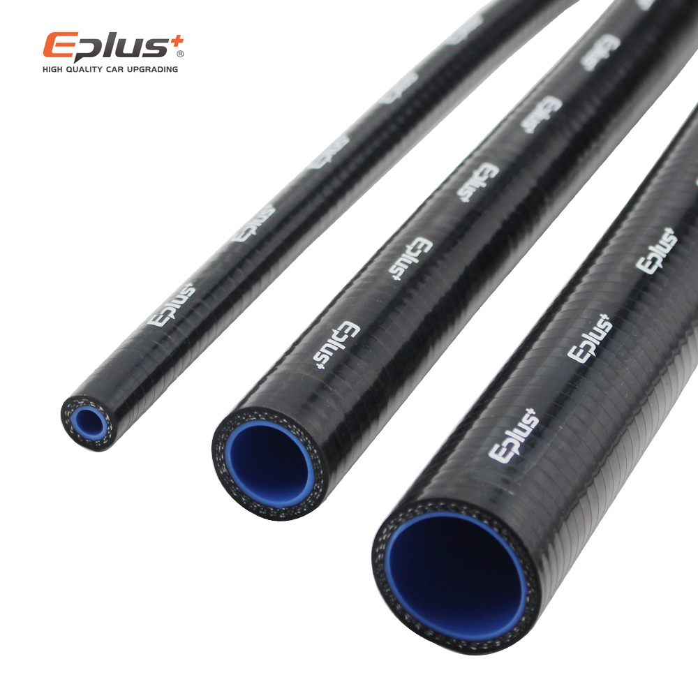EPLUS Black Multiple sizes soft Silicone tubing Hose Radiator Intercooler Silicone pipeline Universal Braided Tube 3 layer 1M