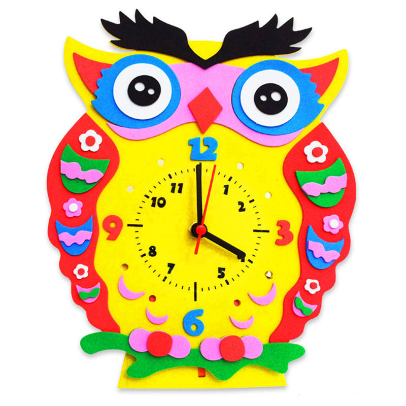 EVA 3D Clock Toys For Children Cute Handmade Animal Learning Puzzle Assembled DIY Creative Educational Art Crafts Toy Girl Gift