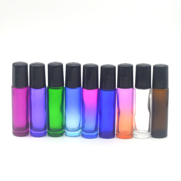 1pcs 10ml Colorful Thick Glass Vial Empty Essential Oil Perfume Roll On Bottle Stainless Steel Roller Bottle