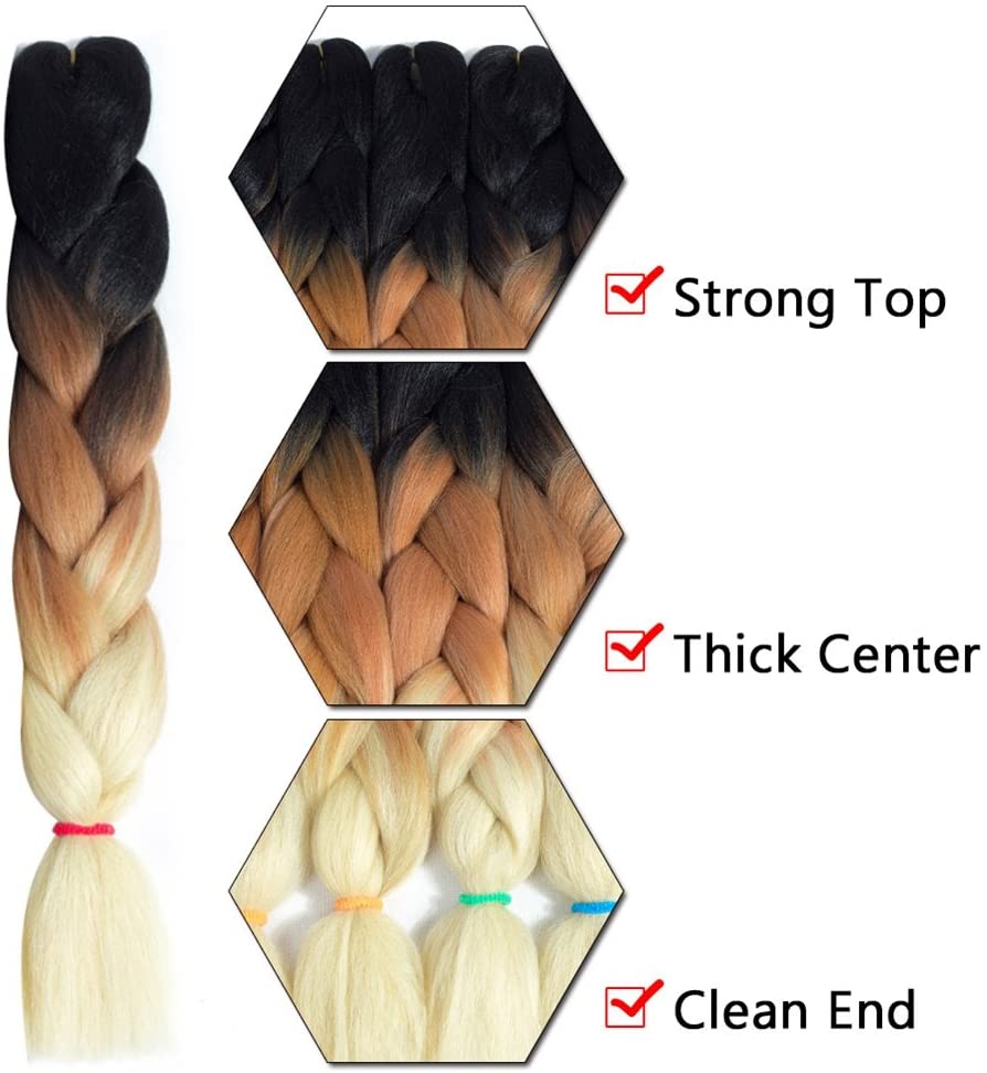 Kong&Li Jumbo Braiding Hair 100g/24 Inch Ombre Brown Green Pink Wholesale Synthetic Extension Hair African Braids