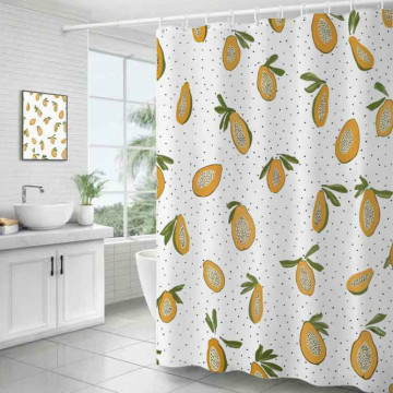 DUNXDECO Shower Curtain Bathroom Waterproof Cortinas Modern Fresh Fruit Papaya Print Polyester Fabric Ridea Artistic Decorating