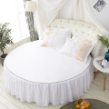 100% Cotton Round Bed 4 PCS Embroidery Tassels Lace Edge Pillowcase & Duvet Cover Fitted Sheet and Bed Skirt Sets 200cm 220cm