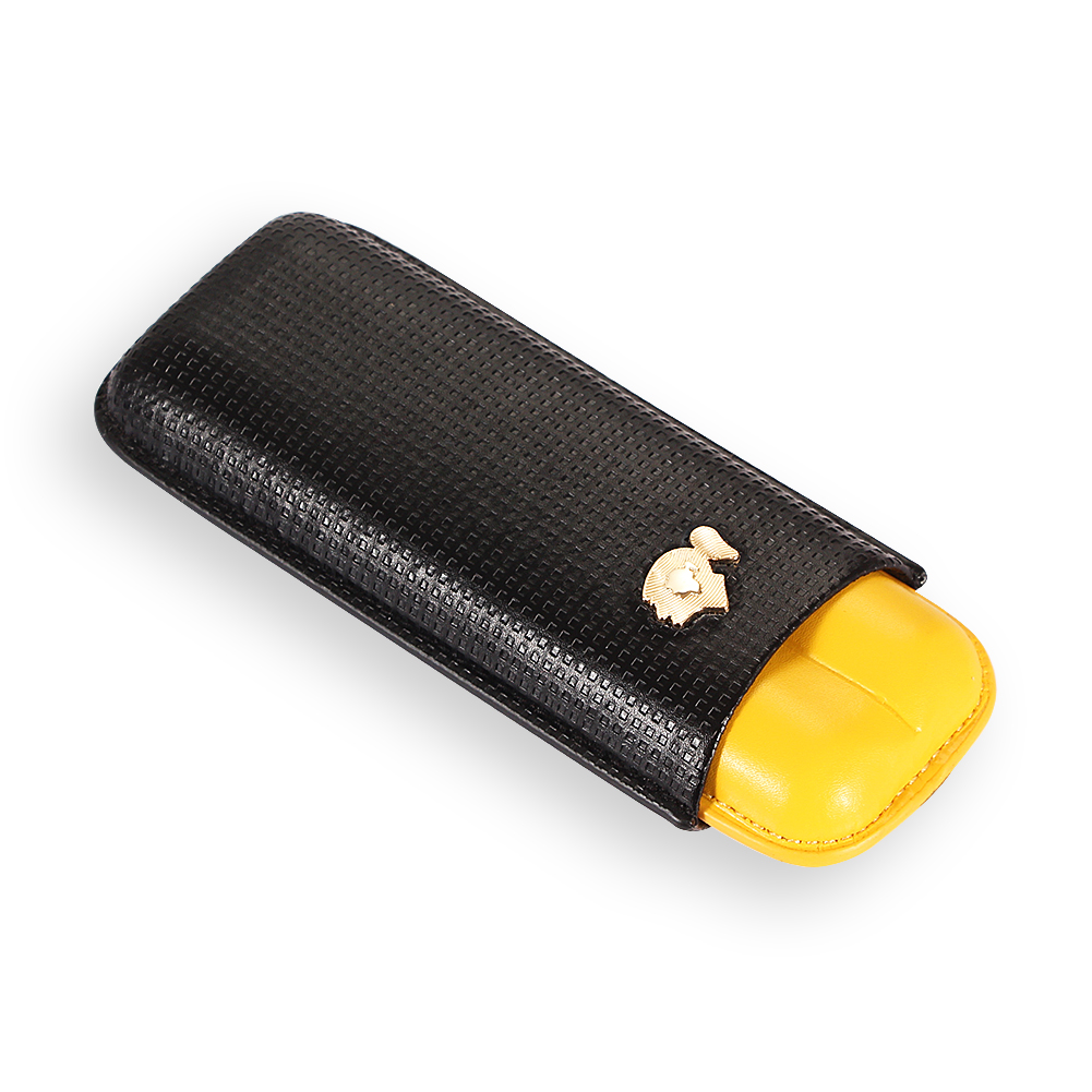 Luxury Leather Cigar Case Travel COHIBA Humidor Holder 2 Tubes Cigar Humidor Box Portable Pocket Mini Cigar Box