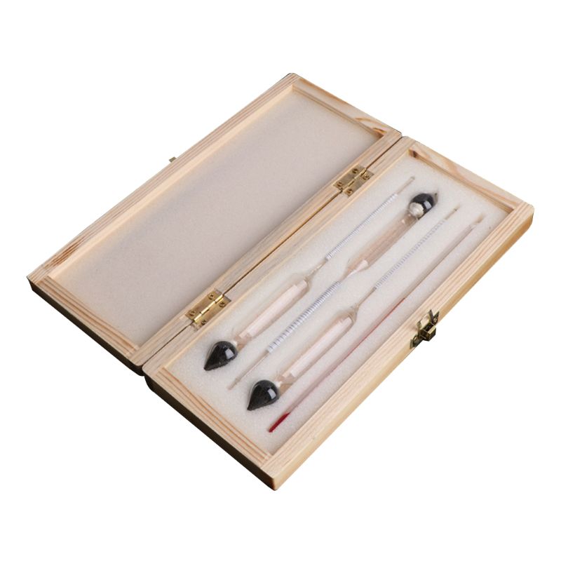 Hydrometer Tester Vintage measuring bottle wooden box Set Tools Alcoholmeter Alcohol Meter Wine Concentration Meter Au22 19