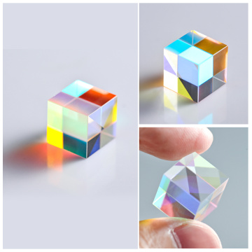 Cube Prism Cubic Science Optical Prism Six-Sided Bright Light Stained Transparent Glass Beam Splitting Experiment Instrument Len