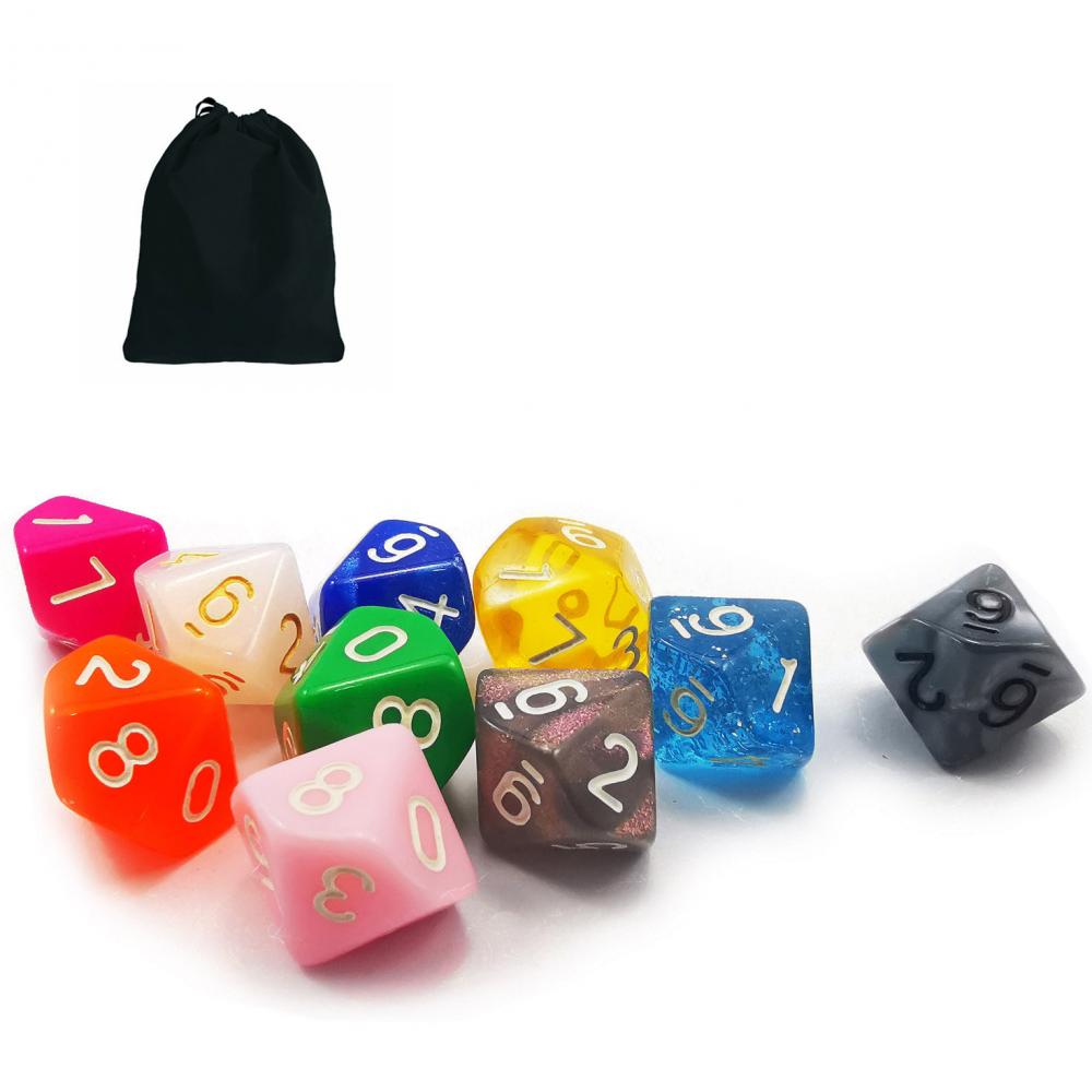 10 Count Assorted D10 Polyhedral Dice