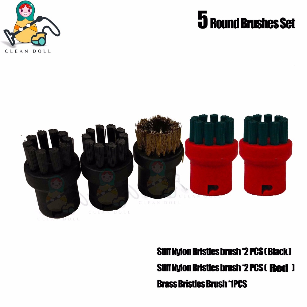Clean Doll 3x Nylon & 2x Brass Bristles brush Nozzle for Karcher SC Steam cleaner SC1 SC2 SC3 SC 3 SC4 SC5 SC6800 spare parts