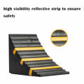 Industrial Rubber Wheel Chock Blocks w/Handle Reflective Strips for Travel Trailer Hauler Fire Truck Commercial Vehicle RV