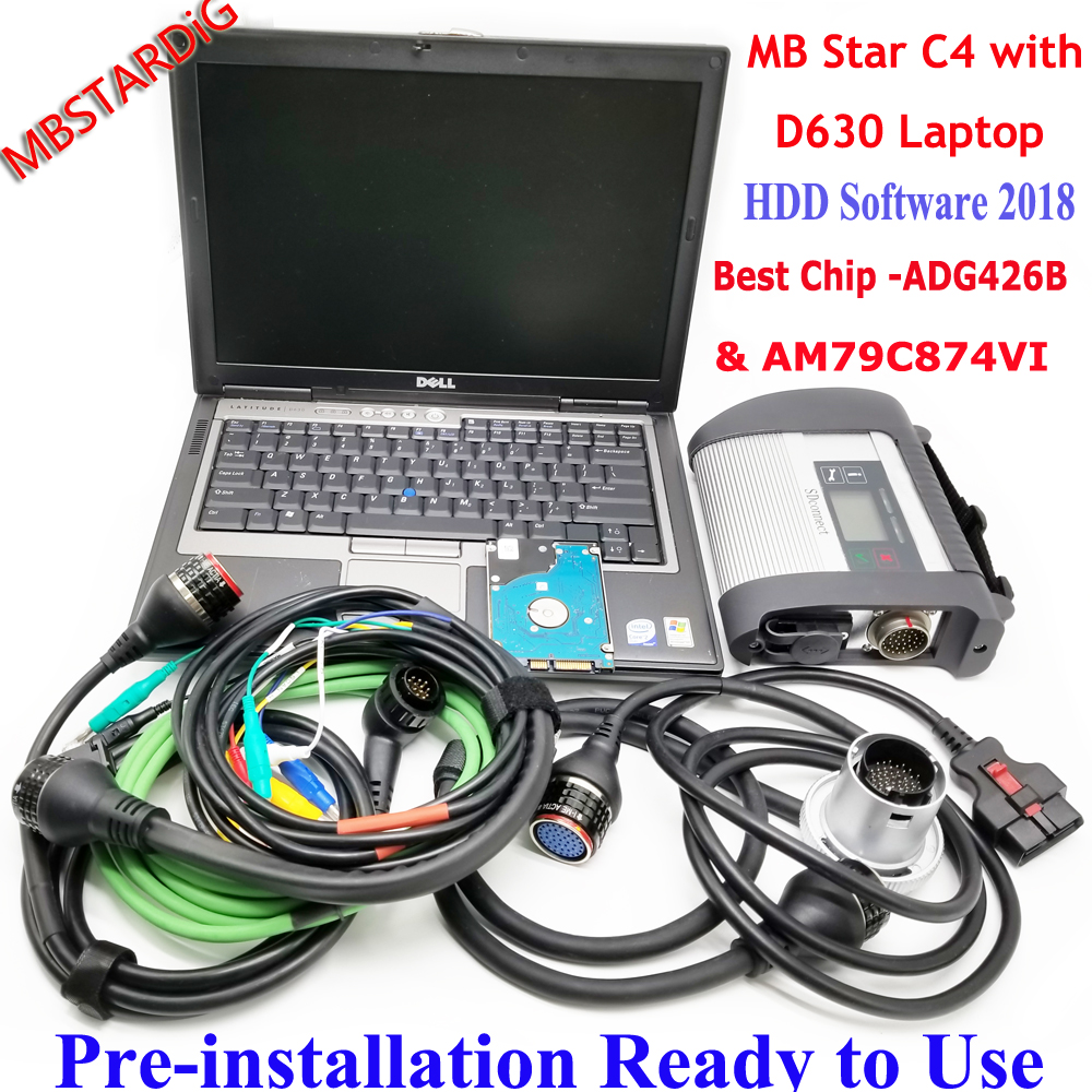 AAA+ Best Quality AM79C874VI Chip MB STAR C4 SD Connect Compact 4 WIFI Diagnostic Tool with 2020.12 Software with D630 Laptop 4G