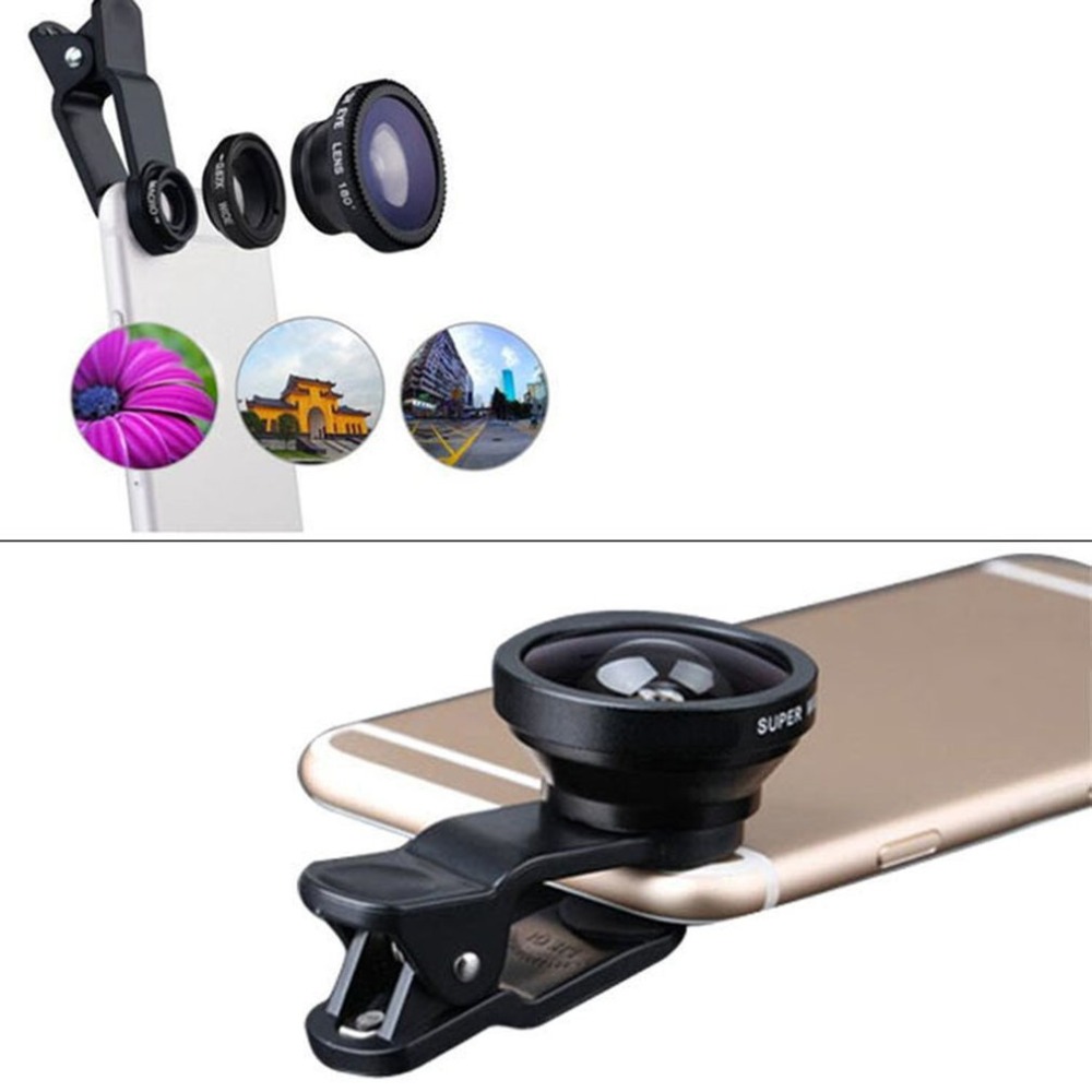 3in1 Clip On Fisheye Camera Lens+Wide Angle+Macro Cell Phone For Jinga Basco M500 3G A500 4G Storm Touch 4G Fresh Start Optim