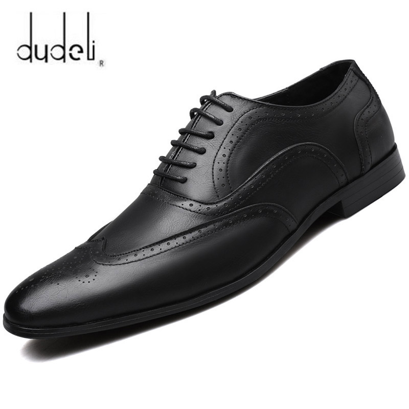 New Arrivals Men Business Dress Shoes Oxford Retro Bullock Classic Business Formal Pointed Toe Leather shoes Zapatos Hombre