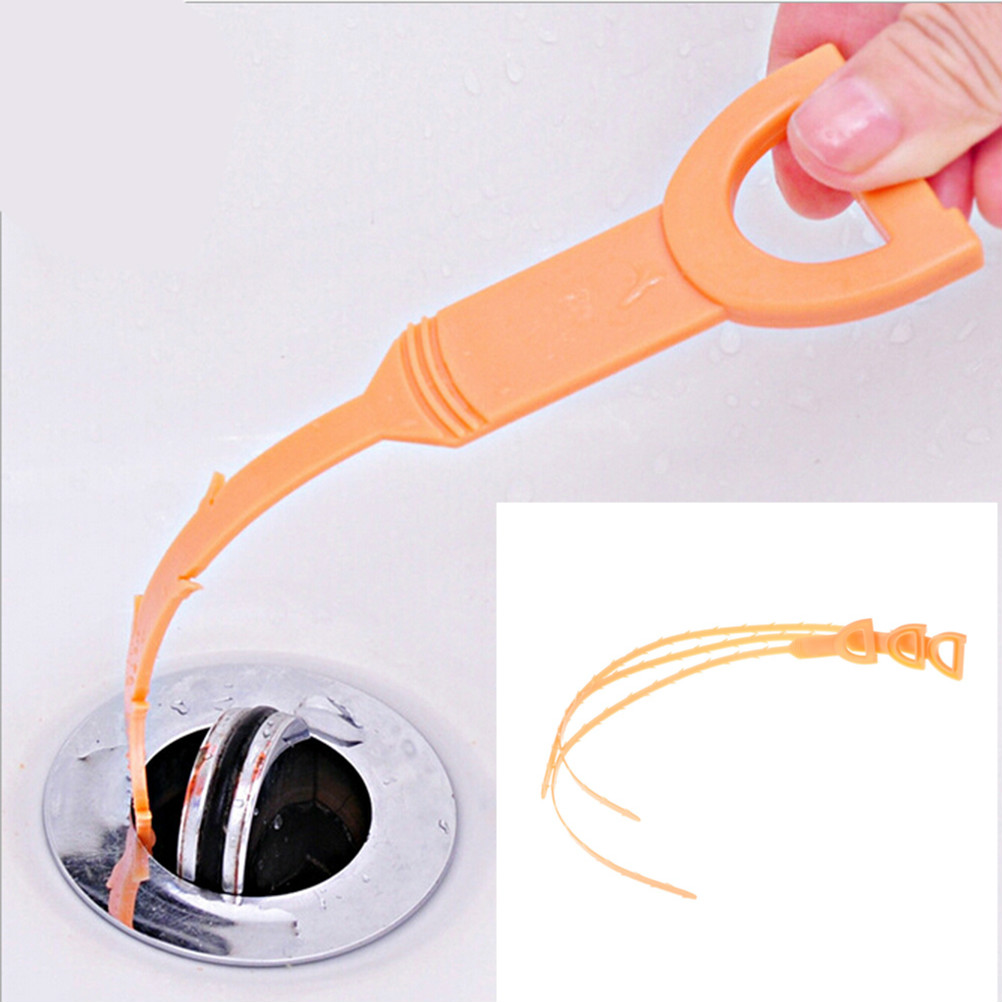 Bathroom Floor Hair Cleaner Sewer Filter Drain Cleaners Kitchen Sink Drian Filter Strainer Bathtub Cleaning Hook Tool Orange