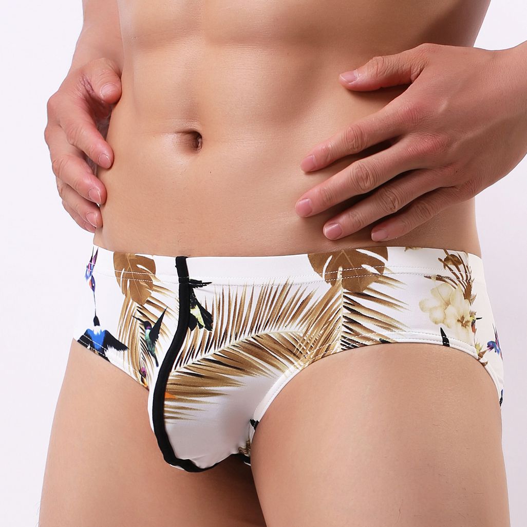 Men's Underwear Flower Leopard Print Ice Silk Breathable Men's Briefs Sexy and Comfortable Cuecas Underpants Men