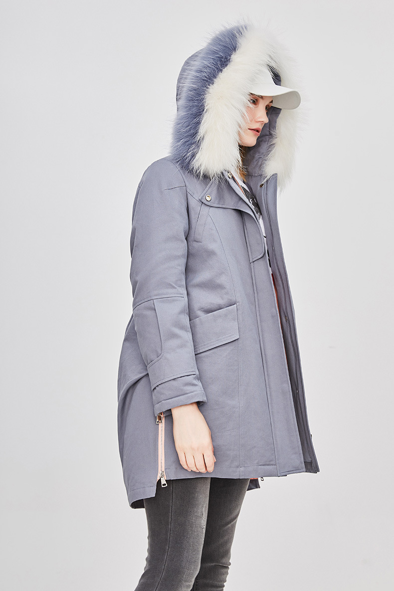 Women Collision Color Hoodie Parka Jacket