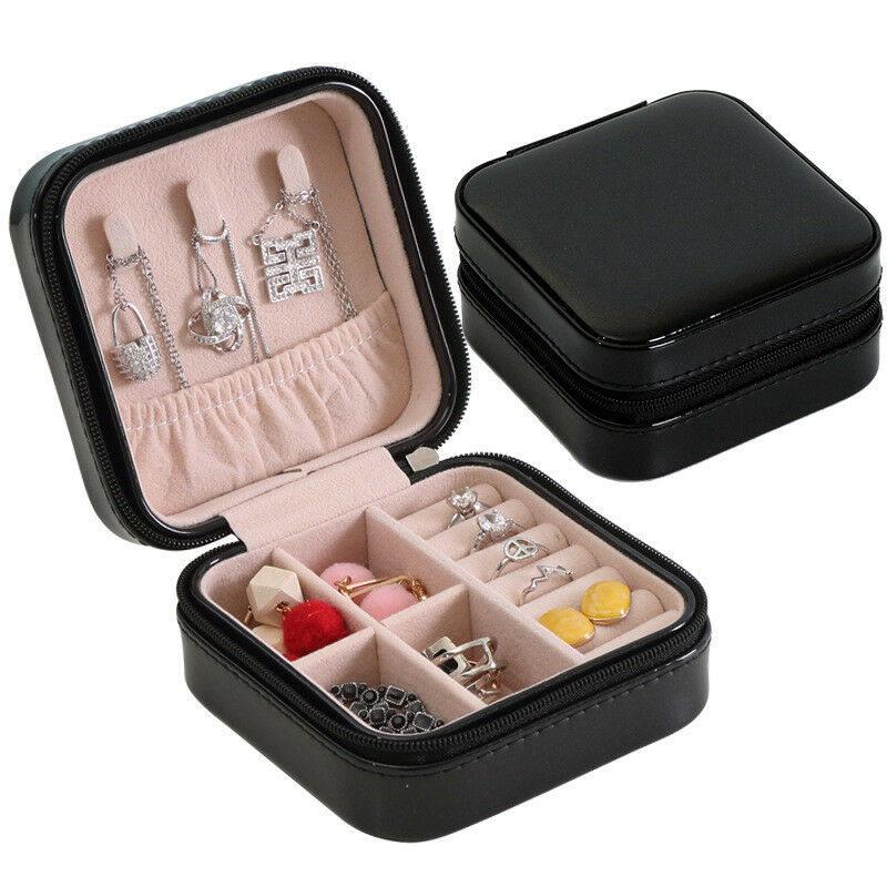 Portable Travel Jewelry Box Organizer Jewelry Ornaments Storage Case Earring Ring Necklace Storage Box Valentine's Day Gift