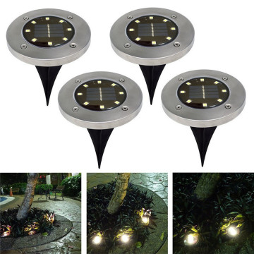 4Pcs Waterproof IP65 8 LED Solar Underground Lights Stainless Steel Solar Buried Floor Light Outdoor Garden Path Ground Lights