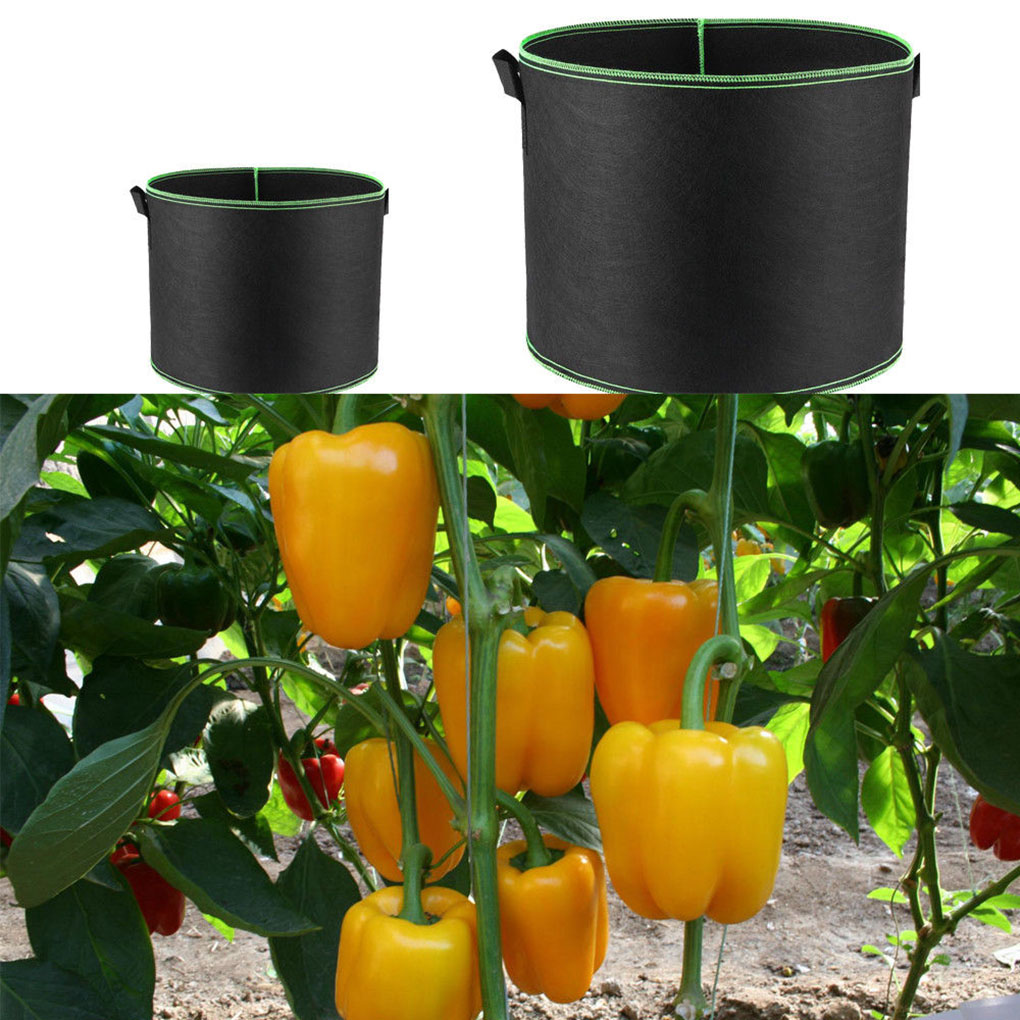 New Outdoor Round Flower Planting Grow Bag Green Plant Growth Pouch PP Nonwoven Container Vegetable Growing Bag 1-34 Gallons
