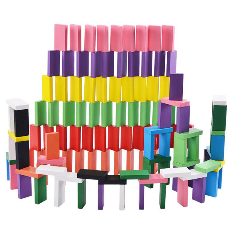 120pcs/set Kids Color Sort Rainbow Wood Domino Blocks Early Educational Wooden Toys Children Christmas Gift