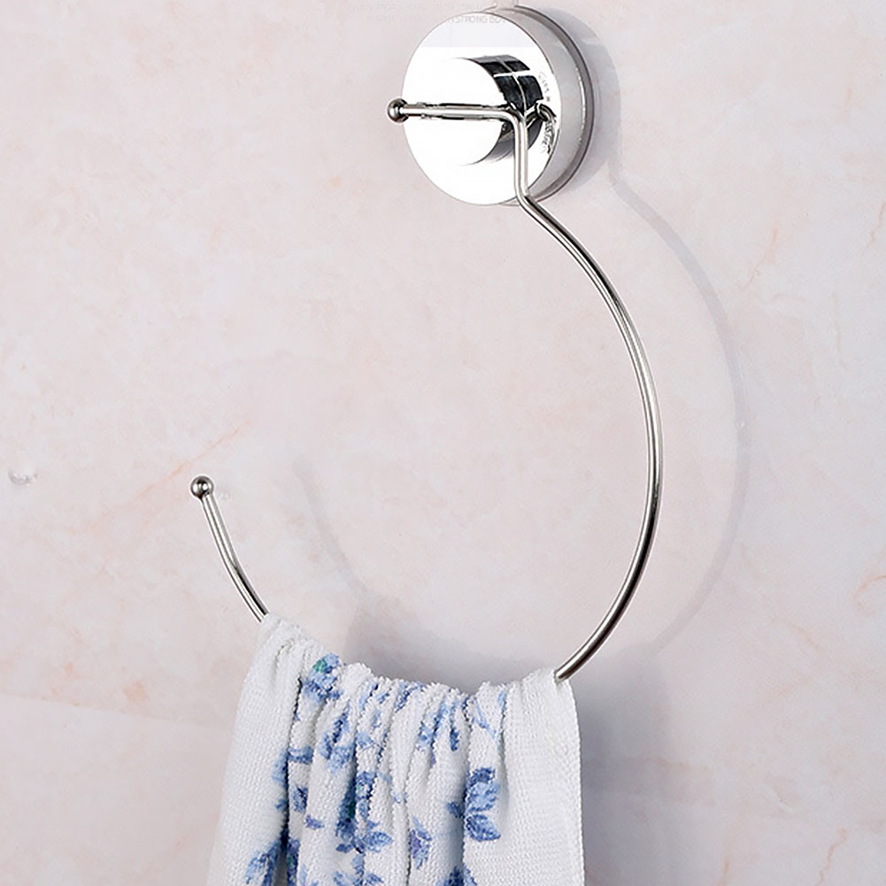 Towel Rack Stainless Steel Polished Ring Durable Convenient Holder Reusable Thick Classic With Suction Cup