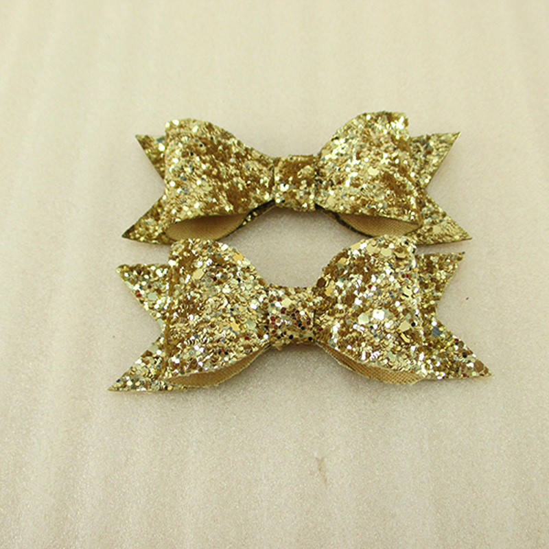 10Y41751 83*39mm sequins Hairpins Fashion Glitter Artificial Leather Bow For Children Hair Headwear