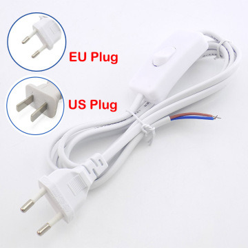 1.8m AC Power Cord EU US Plug Line With On/Off Switch Button Cables Wire Extension Cords Two-pin Adapter Line For LED Lamp Light