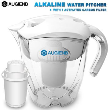 AUGIENB Alkaline Water Pitcher Ionizer Long-Life Filters - Water Filter Purifier Filtration System - High pH Alkalizer - 3.5L