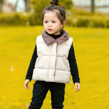 Baby Boys Girls Vest Child Waistcoat Children Outerwear Winter Cotton Coats Turn Down Collar Sleeveless Jacket For Kids TZ433