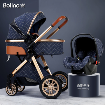 Bolina High Landscape Baby Stroller 3 in 1 Carriage Light Folding And Shock Proof Two way Baby Stroller Baby Comfort For Newborn