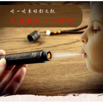 Charging Electric Lighter Rechargeable USB lighters Creative Blow Ignition Wood Carving Flameless Electronic Cigarette Lighters
