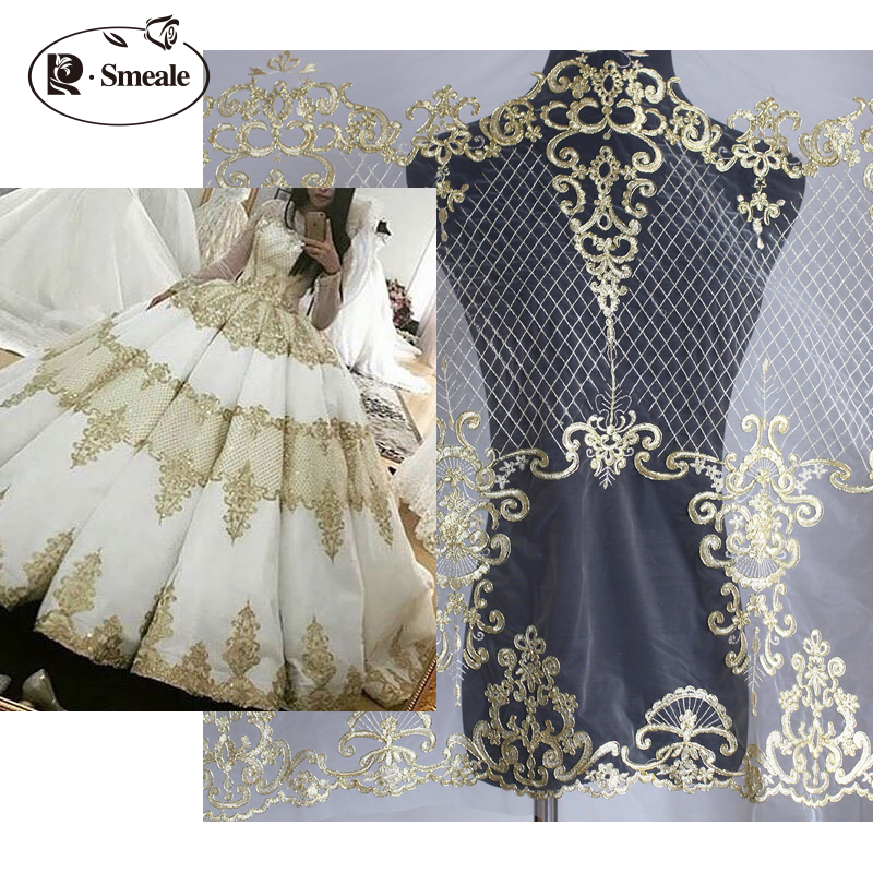 Gold Super High Car Bone Embroidery Super High Lace Lace Handmade Diy Wedding Dress Lace Fabric Decoration Material RS2537