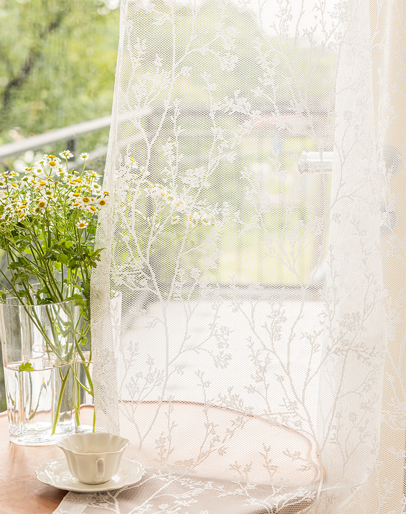 Living Room Embroidery Tulle Curtain Sheer