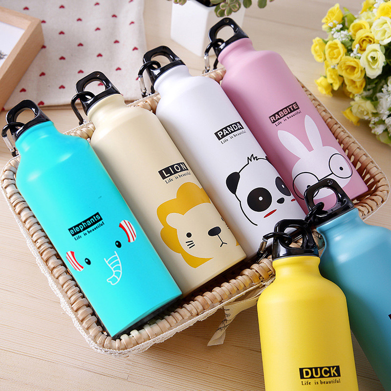 500ml Lovely Animals Outdoor Portable Aluminum Water Bottle Sports Cycling Camping Hiking Bicycle School Kids Drink Water Bottle