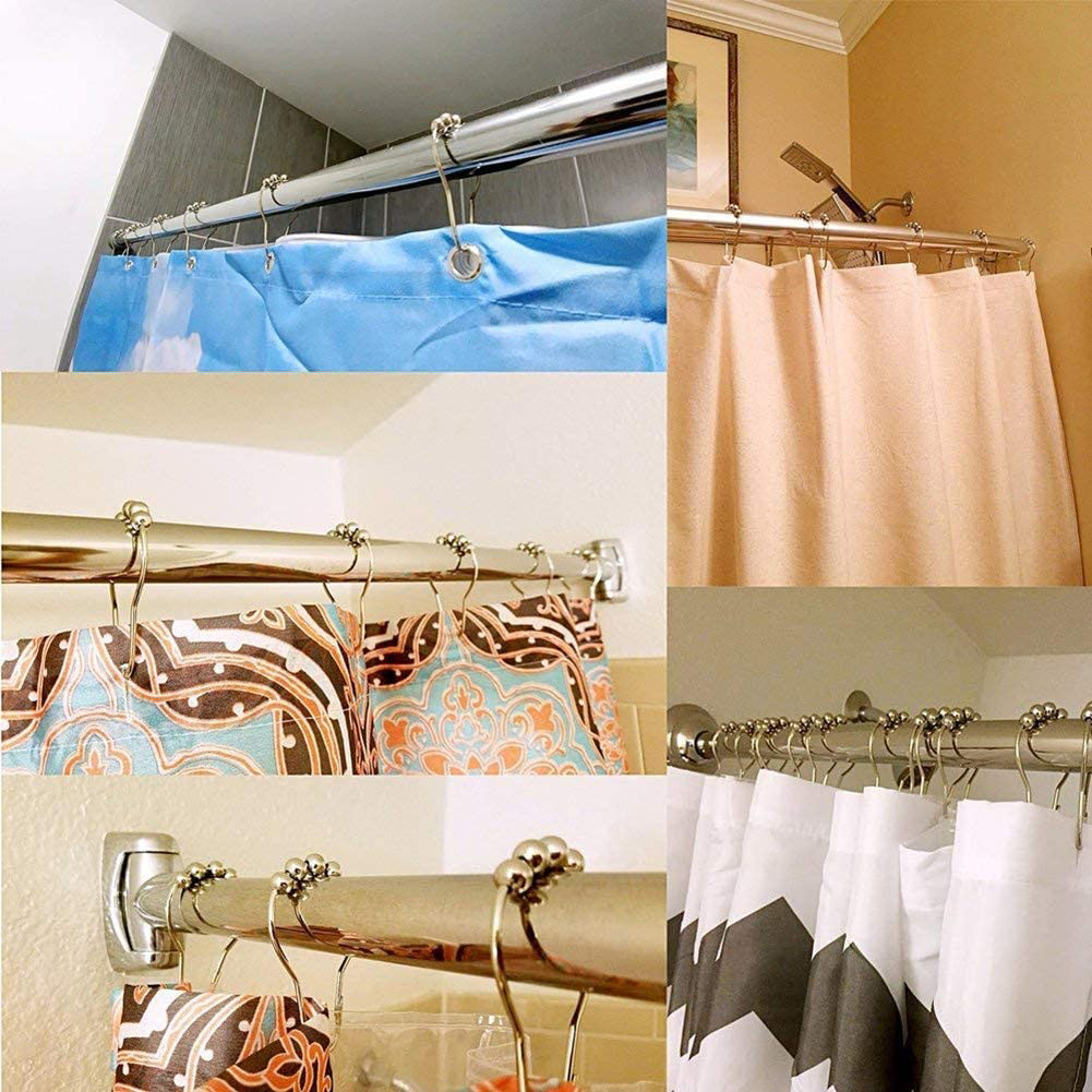 Curtain Poles Shower Rod Hook Hanger Sliver Color Plastic Ring Bath Drape Loop Clasp Drapery Home Use Clips 12Pcs/Lot Stainless