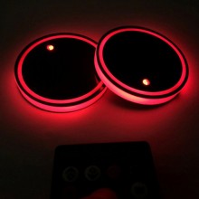 2Pcs USB charging Car Led Cup Holder Water Bottom Mat RGB Light Decor Cover Luminous Trim Lamp Ornament Coaster Accessories h