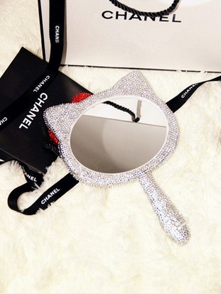 Sparkling Hand-held Mirror Kitty Bling Car Decor Colorful Kawaii Makeup Decorative Mirrors Gifts for Girlfriend Mirror Decor