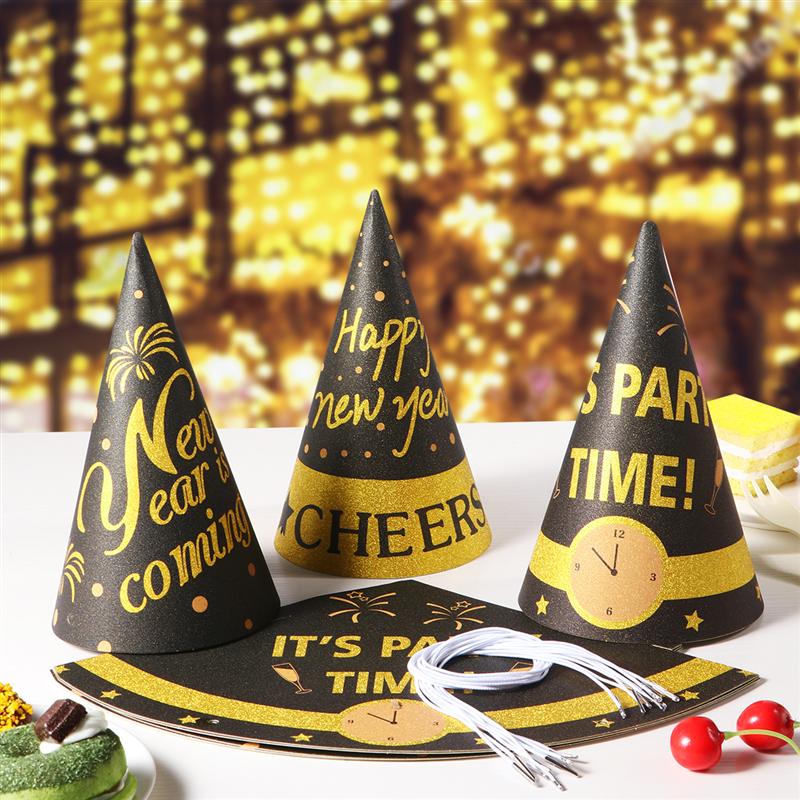 9pcs New Year Party Hats Cone Happy New Year Party Hats For Kids And Adults Party Decorations Accessories Party Favor