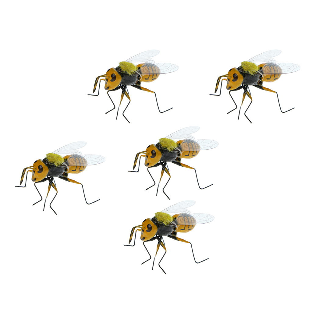 5pcs Lifelike Bee Animal Insect Lawn Figurine DIY Micro Landscape Ornamnet Patio Yard Decor Kids Toy