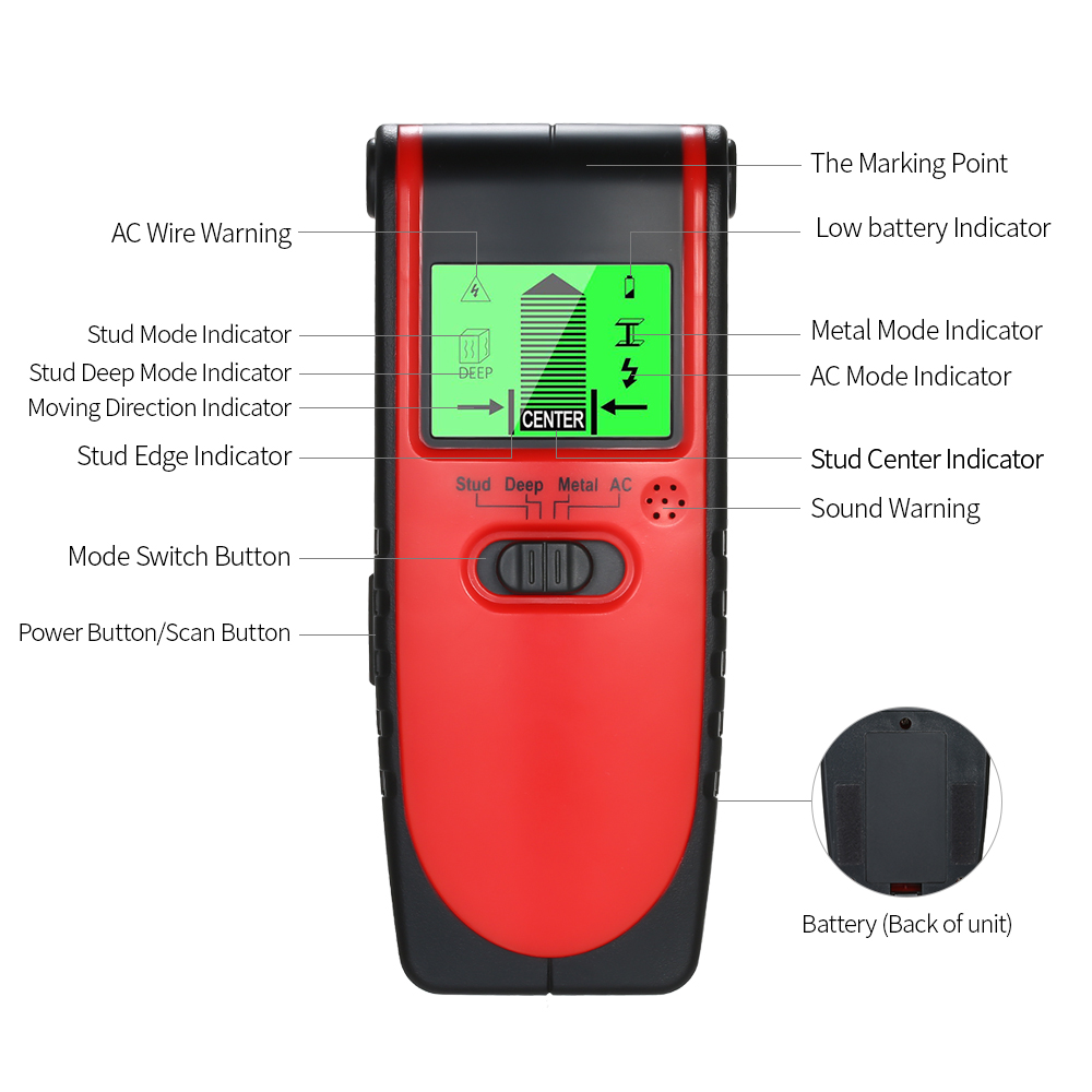 Meterk 4 In1 pinpointer Metal Detectors Stud Center Finder search Metal and AC live Wire Detector Wall Scanner gold Finder