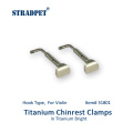 STRADPET Titanium Chinrest Clamps, in Bright and Gun Gray, Hook Type, for Violin