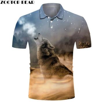 Anime Men Polo Shirt Male Fashion Casual men's Short Sleeve Wolf Pullover Popular Tops ZOOTOP BEAR