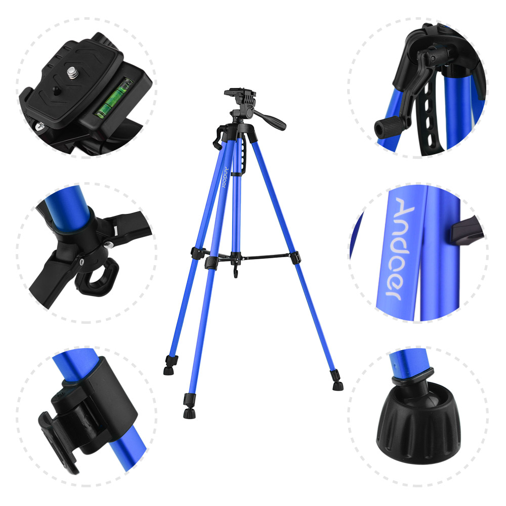 Andoer Lightweight Photography Tripod Stand Aluminum Alloy with Carry Bag Phone Holder For Canon Sony Nikon DSLR Camera