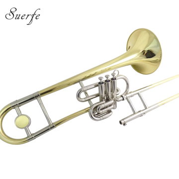 Bb Piston trombone with case Double Mouthpieces Yellow brass Body Lacquer finishes Musical instruments