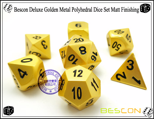 Bescon Deluxe Golden Metal Polyhedral Dice Set Matt Finishing-5