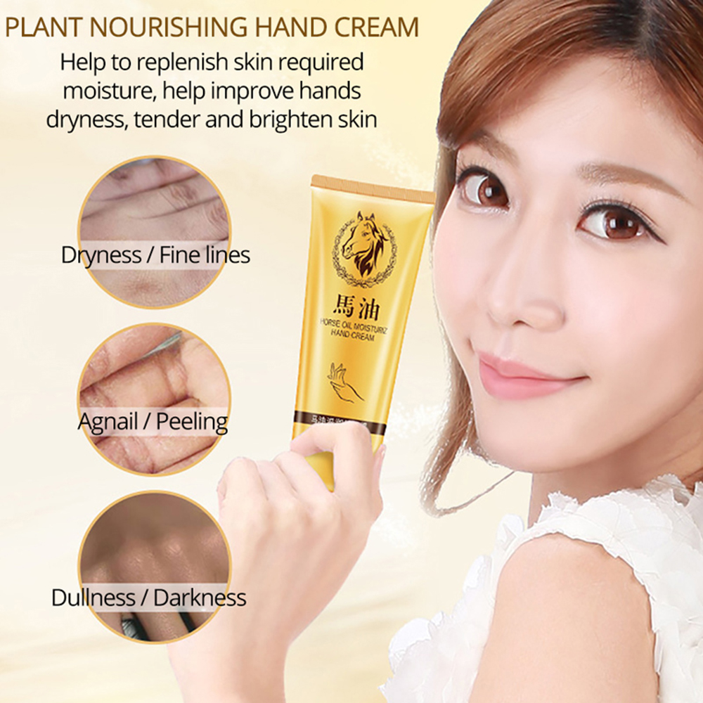 Horse Oil Repair Hand Cream Anti-aging Soft Skin Whitening Prevention Dry Nourishing Hand Cream Lotion Skincare 30g IMAGES TSLM1