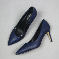 Women Shoes High Heels leather dress pumps shoe Ladies Pointed Toe Elegant Work Blue Pumps Genuine Leather shoes womens Fletiter