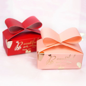 20pcs Bronzing Letters Bowknot Candy Box for Wedding Birthday Party Baby Shower Favors Packaging Paper Gift Boxes